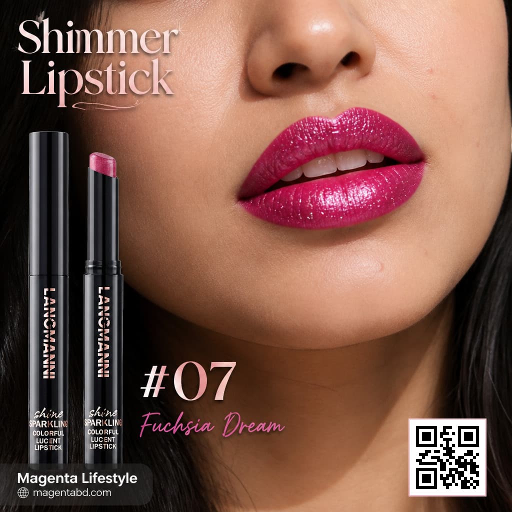 Langmanni Lasting Shine Shimmer Lipstick shade 1407c07