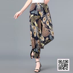 Women's Trouser with Elastic Waist - One Size Fits Waist 28 to 44 📏, Trendy Designs 🌟, Soft & Breathable Fabric for All-Day Comfort 🌬️, Stretchable Fit 🤸, Perfect for Casual, Office, or Relaxed Wear 💼🚶‍♀️! shade 1276c03