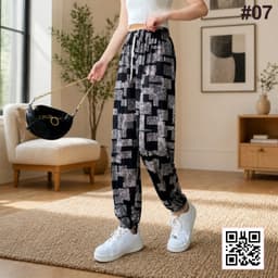 Women's Trouser with Elastic Waist - One Size Fits Waist 28 to 44 📏, Trendy Designs 🌟, Soft & Breathable Fabric for All-Day Comfort 🌬️, Stretchable Fit 🤸, Perfect for Casual, Office, or Relaxed Wear 💼🚶‍♀️! shade 1276c07