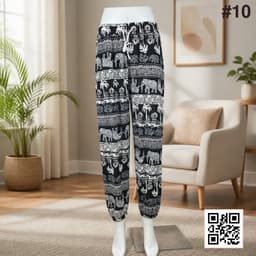 Women's Trouser with Elastic Waist - One Size Fits Waist 28 to 44 📏, Trendy Designs 🌟, Soft & Breathable Fabric for All-Day Comfort 🌬️, Stretchable Fit 🤸, Perfect for Casual, Office, or Relaxed Wear 💼🚶‍♀️! shade 1276c10