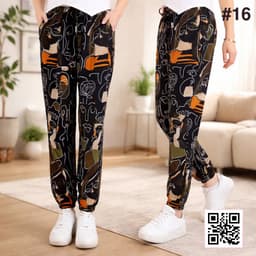 Women's Trouser with Elastic Waist - One Size Fits Waist 28 to 44 📏, Trendy Designs 🌟, Soft & Breathable Fabric for All-Day Comfort 🌬️, Stretchable Fit 🤸, Perfect for Casual, Office, or Relaxed Wear 💼🚶‍♀️! shade 1276c16