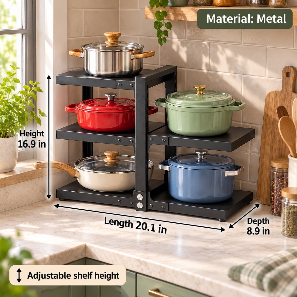 Adjustable Metal Pot Storage Rack shade 1475d01
