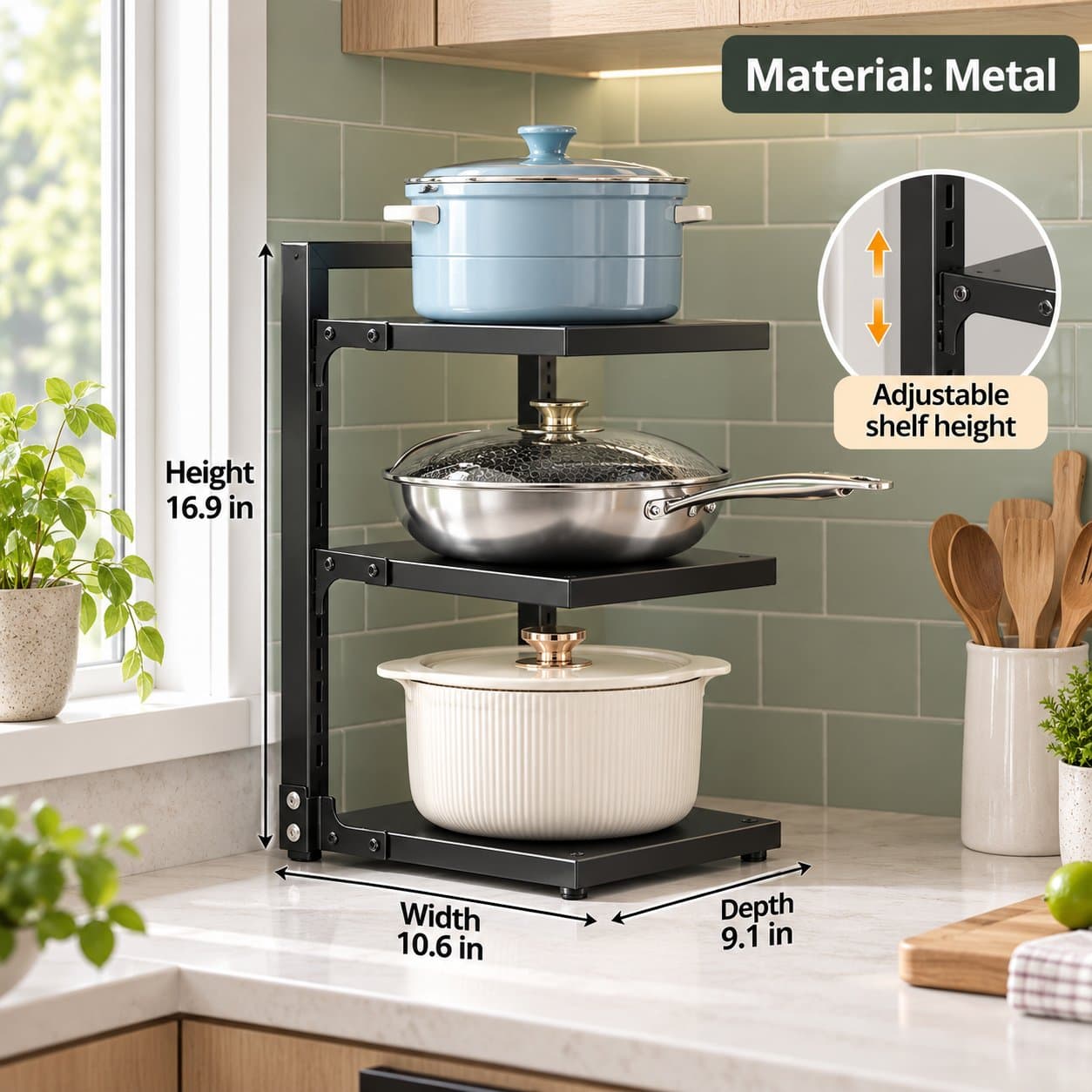 Adjustable Metal Pot Storage Rack shade 1475d02