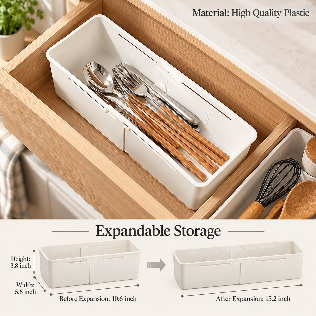 Expandable Kitchen Drawer Storage Bin shade 1479d01
